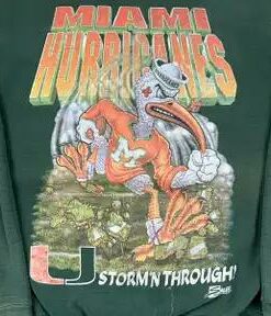 Vintage Style Miami Hurricanes Collegiate Crewneck 90s T-Shirt Sweatshirt Pullover Hoodie Reprinted Full Color Full Size