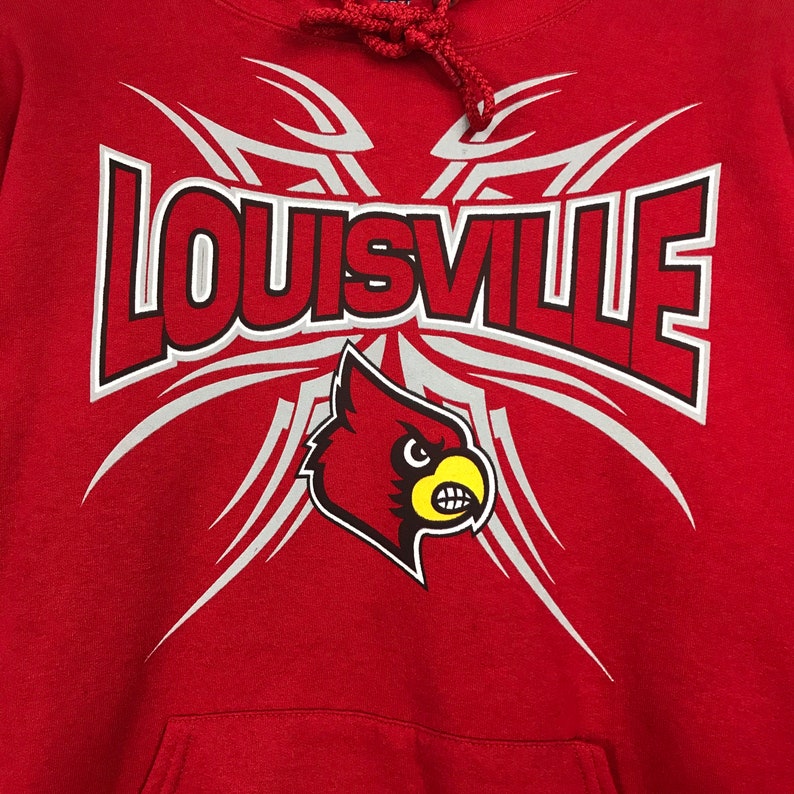 Vintage Style NCAA Louisville Cardinals Pullover Hoodie Printed Spell Out Big Logo NCAA Louisville Cardinals Sweater Pullover Hoodie, Shirt Gifts for Fans