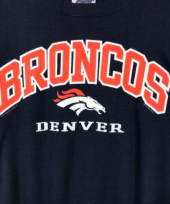 Vintage Style NFL Denver Broncos Crew Neck Sweatshirt Mirror Printed Big Logo NFL Denver Broncos Sweater Pullover Unisex Clothing, Hoodie, Shirt Gifts for Fans