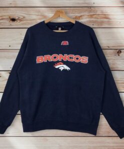 Vintage Style NFL Denver Broncos Crew Neck Sweatshirt Printed Spell Out Big Logo NFL Denver Broncos Sweater Pullover Unisex Clothing