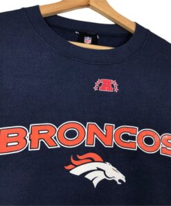 Vintage Style NFL Denver Broncos Crew Neck Sweatshirt Printed Spell Out Big Logo NFL Denver Broncos Sweater Pullover Unisex Clothing