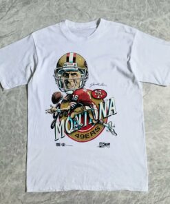 Vintage Style NFL Joe Montana NFL 49Ers Caricature T Shirt Hoodie Sweatshirt Full Size Full Color Gift for NFL Fans