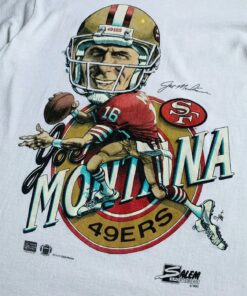 Vintage Style NFL Joe Montana NFL 49Ers Caricature T Shirt Hoodie Sweatshirt Full Size Full Color Gift for NFL Fans
