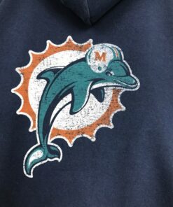 Vintage Style NFL Miami Dolphins Full Zipper Hoodie Printed Big Logo NFL Miami Dolphins Sweater Pullover, Hoodie, Shirt Gifts for Fans