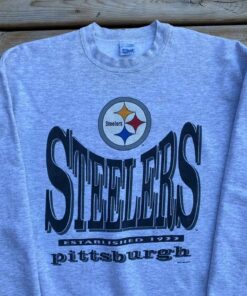 Vintage Style Pittsburgh Steelers Crewneck T Shirt Hoodie Sweatshirt Full Size Full Color Gift for NFL Fans