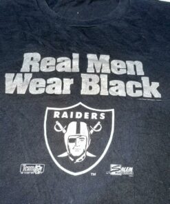 Vintage Style Raiders Real Man Wear Black T Shirt Hoodie Sweatshirt Full Size Full Color Gift for NFL Fans