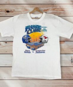 Vintage Style Texas Football Classic T-shirts Hays Rebels vs Grapevine Mustangs T-shirts Printed Big Logo Graphic, Hoodie, Sweatshirt Gifts for Fans