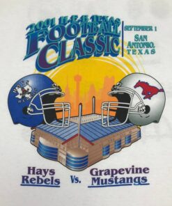 Vintage Style Texas Football Classic T-shirts Hays Rebels vs Grapevine Mustangs T-shirts Printed Big Logo Graphic, Hoodie, Sweatshirt Gifts for Fans