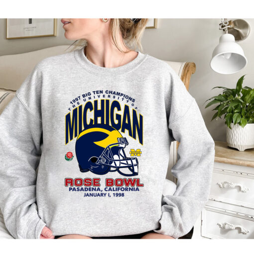 Vintage Style University of Michigan Big Ten Champions Rose Bowl Wolverines Sweatshirt, Michigan Wolverines Sweater, Gift for Her, Gift For Him