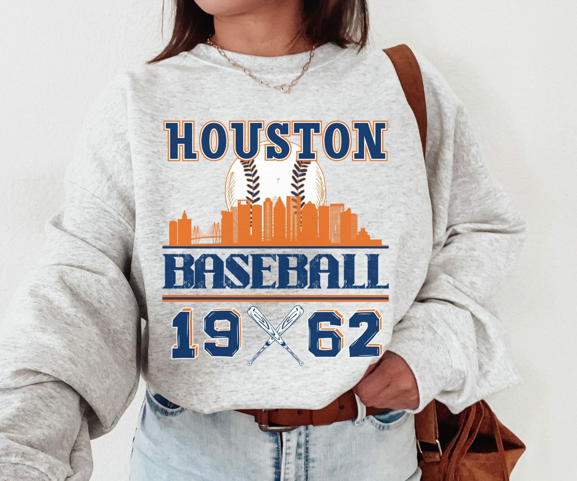 Vintage Styled Houston Baseball MLB Sweatshirt, Hoodie Shirt Gifts for MLB Fans