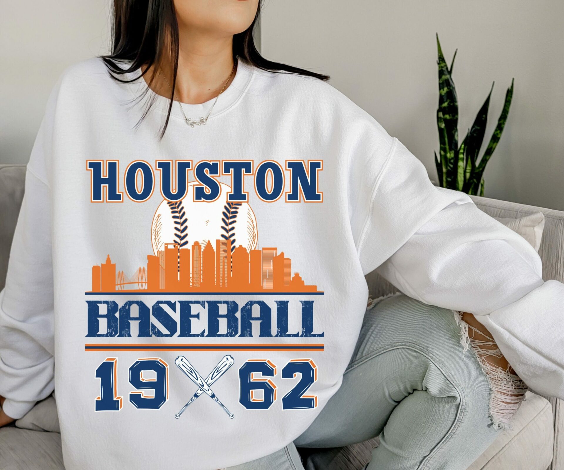 Vintage Styled Houston Baseball MLB Sweatshirt, Hoodie Shirt Gifts for MLB Fans