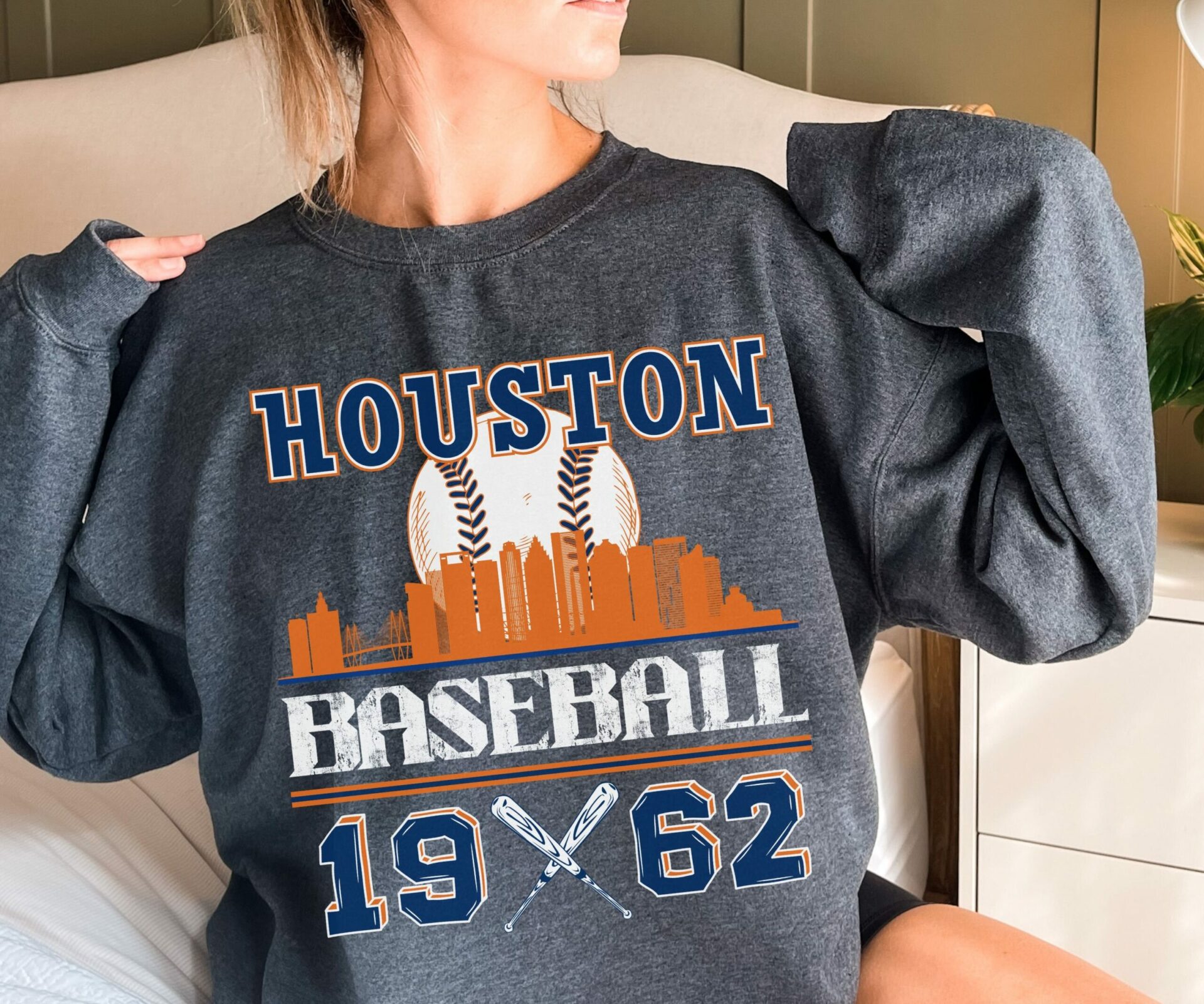 Vintage Styled Houston Baseball MLB Sweatshirt, Hoodie Shirt Gifts for MLB Fans