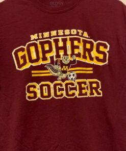 Vintage University Of Minnesota Golden Gophers Soccer T-Shirt Full Size, Minnesota Gophers University Football Fan Shirt