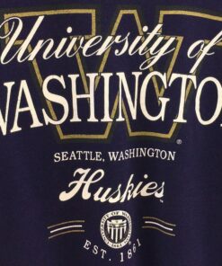 Vintage University of Washington Huskies Big Logo Spell Out Print Crewneck Pullover Sweatshirt Sportswear Style