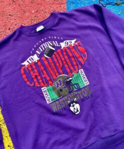 Vintage University of Washington Huskies National Champions 1992 Sweatshirt, Washington Huskies Crewneck Sweatshirt,Washington Huskies Shirt