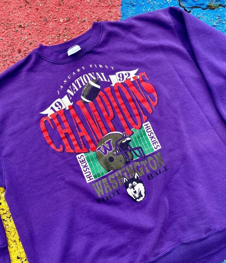 Vintage University of Washington Huskies National Champions 1992 Sweatshirt, Washington Huskies Crewneck Sweatshirt,Washington Huskies Shirt