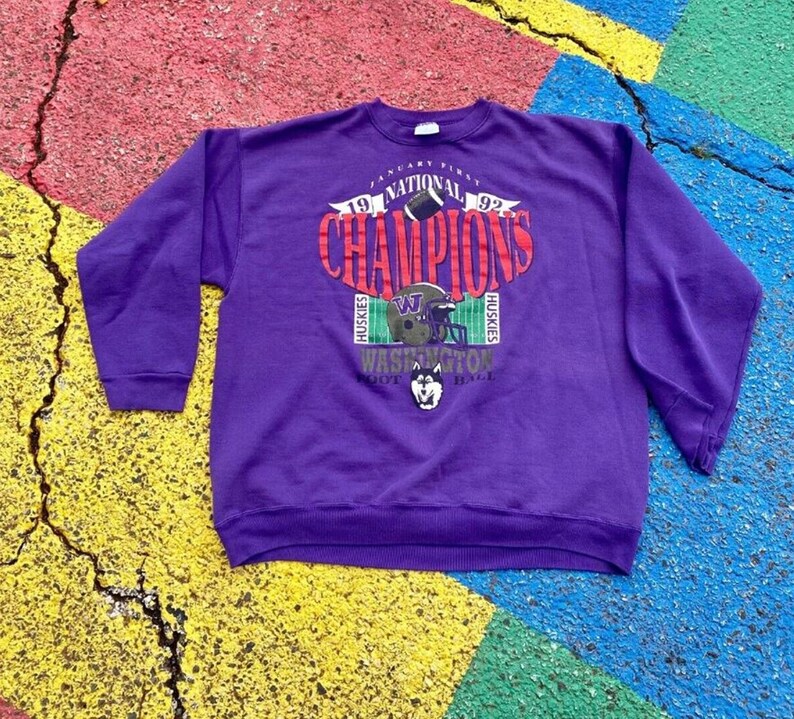 Vintage University of Washington Huskies National Champions 1992 Sweatshirt, Washington Huskies Crewneck Sweatshirt,Washington Huskies Shirt