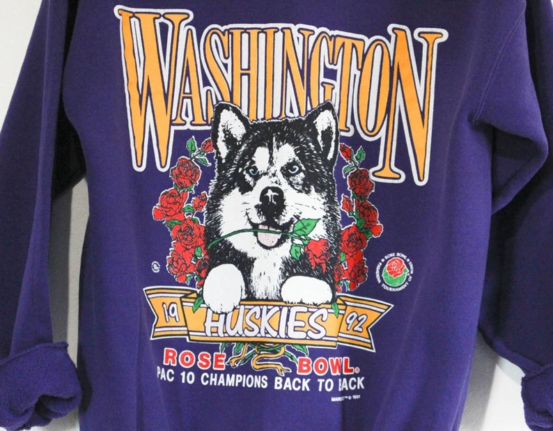 Vintage University of Washington Huskies Rose Bowl 1991 1992 Sweatshirt, Washington Huskies Crewneck Sweatshirt, Washington Huskies Shirt