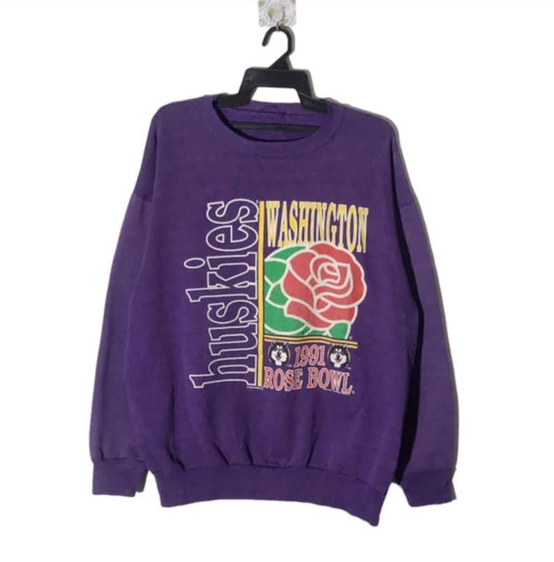 Vintage University of Washington Huskies Rose Bowl 1991 Sweatshirt, Washington Huskies Crewneck Sweatshirt
