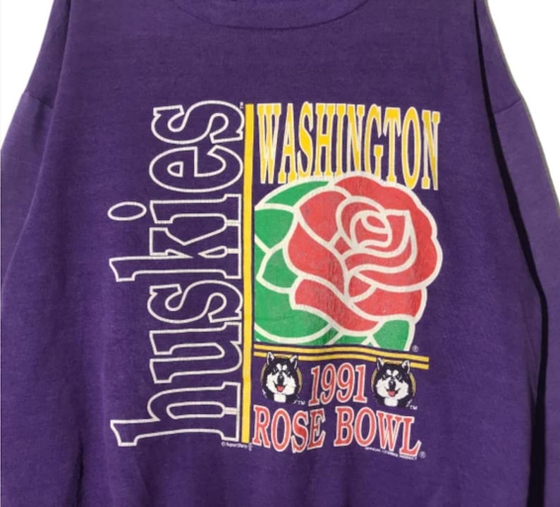 Vintage University of Washington Huskies Rose Bowl 1991 Sweatshirt, Washington Huskies Crewneck Sweatshirt