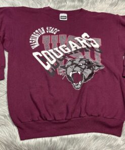Vintage WSU Washington 90s Cougars College Crewneck Sweater, WSU Sweatshirt Gifts for Fans, Washington State Cougar Sweatshirts