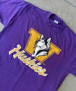 Vintage Washington Huskies NCAA Pac 10 Football Jerzees L Purple 90s T Shirt, UW Sweatshirt Gifts For NCAA Fans