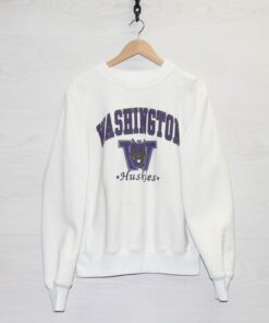 Vintage Washington Huskies Sweatshirt Crewneck Size Large 90s NCAA Made Usa, UW Sweatshirt Gifts For NCAA Fans