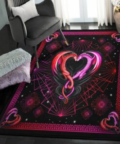 Violet Modern Area Rugs, Purple Dragon Couple Rug, Dragon Area Rug, Dragon Themed Rugs, Gift For Dragon Lovers, Personalized Rug, Carpet For Living Room, Bedding Room Home Decor DG104