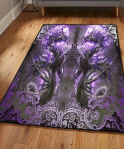 Violet Rugs, Dragon Spirit Art Purple Printed Rug, Dragon Area Rug, Dragon Themed Rugs, Gift For Dragon Lovers, Personalized Rug, Carpet For Living Room, Bedding Room Home Decor DG139
