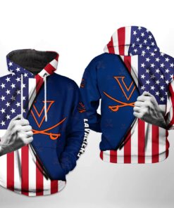 Virginia Cavaliers Ncaa Us Flag 3D All Over Print Hoodie, Zip-Up Hoodie
