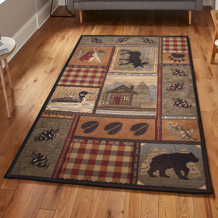 Washable Area Rugs, Rustic Rug, Rustic Rug, Rustic Lodge Area Rugs, Carpet for Living Room A02