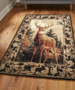 Washable Area Rugs, Woodside Rug, Rustic Rug, Rustic Lodge Area Rugs, Carpet for Living Room A44