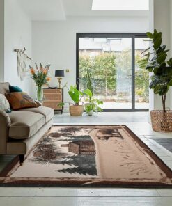 Washable Rugs, Rustic Cabin Rug, Rustic Rug, Rustic Lodge Area Rugs, Carpet for Living Room A21