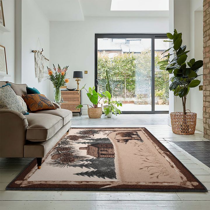 Washable Rugs, Rustic Cabin Rug, Rustic Rug, Rustic Lodge Area Rugs, Carpet for Living Room A21