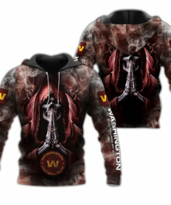 Washington Football Team Skull Hoodie Background Smoke Gifts for Fans