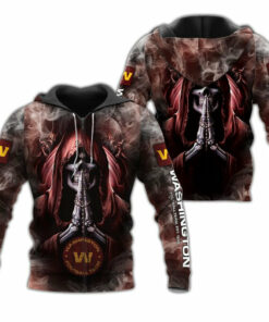 Washington Football Team Skull Hoodie Background Smoke Gifts for Fans