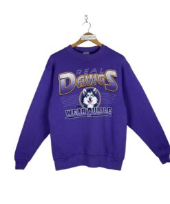 Washington Huskies Sweatshirt Medium Vintage University of Washington Football Real Dawgs Wear Purple Pullover Sweater