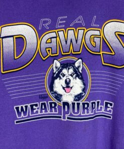 Washington Huskies Sweatshirt Medium Vintage University of Washington Football Real Dawgs Wear Purple Pullover Sweater