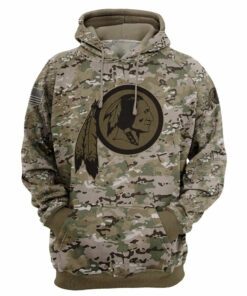Washington Redskins Camo Hoodie 3D Printed Pullover Zip Up Hoodies Gifts for Fans