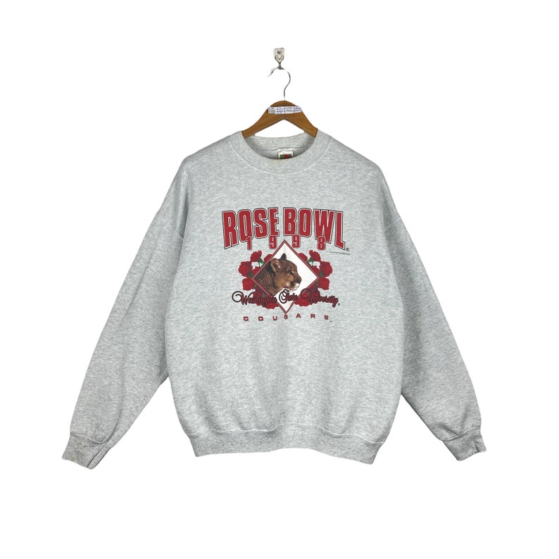 Washington State Cougar Sweatshirt Vintage 90s Rose Bowl 1998 Washington Cougar State University Pullover Crewneck