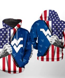 West Virginia Mountaineer Ncaa Us Flag 3D All Over Print Hoodie, Zip-Up Hoodie