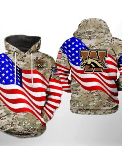 Western Michigan Broncos Ncaa Us Flag Camo Veteran 3D All Over Print Hoodie, Zip-Up Hoodie