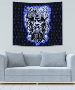 Wolf Odin Viking Set Blue Tapestry for Wall Décor