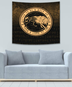 Wolf Of Odin Gold Version Tapestry for Wall Décor