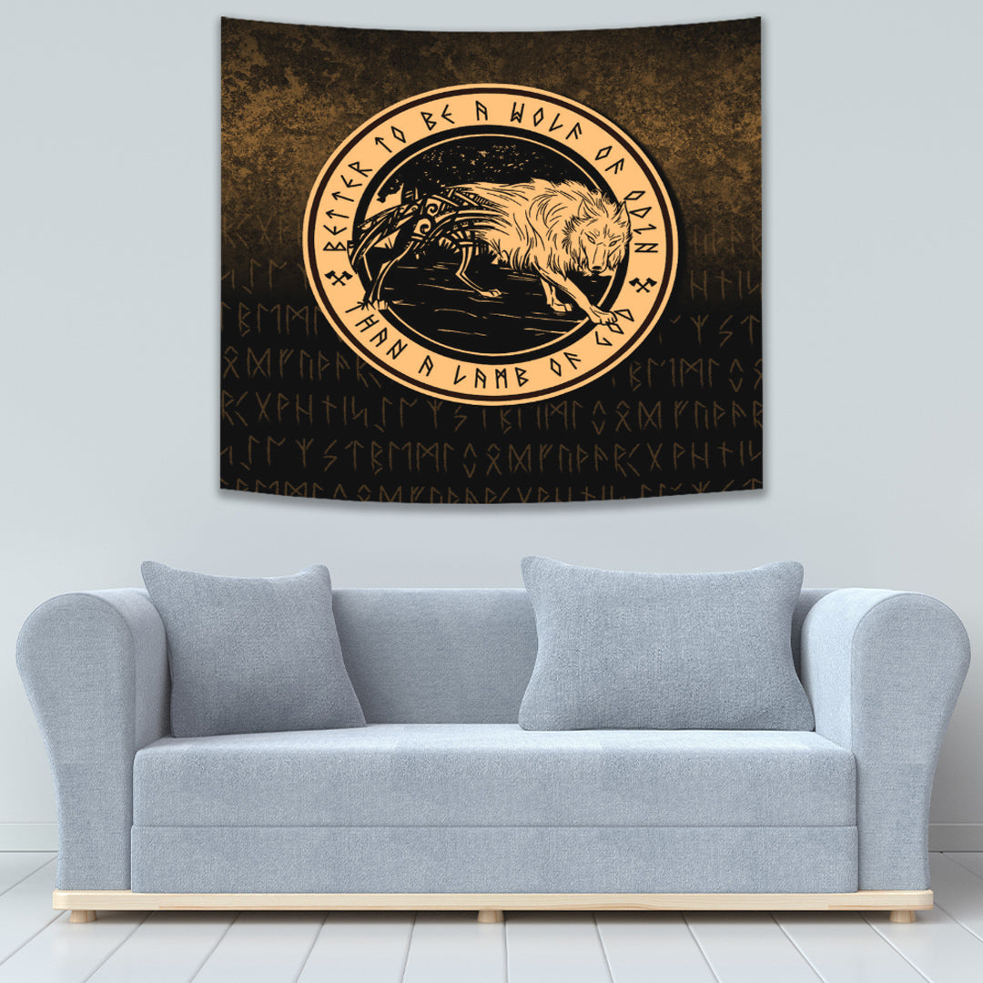 Wolf Of Odin Gold Version Tapestry for Wall Décor