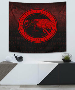 Wolf Of Odin Red Version Tapestry for Wall Décor