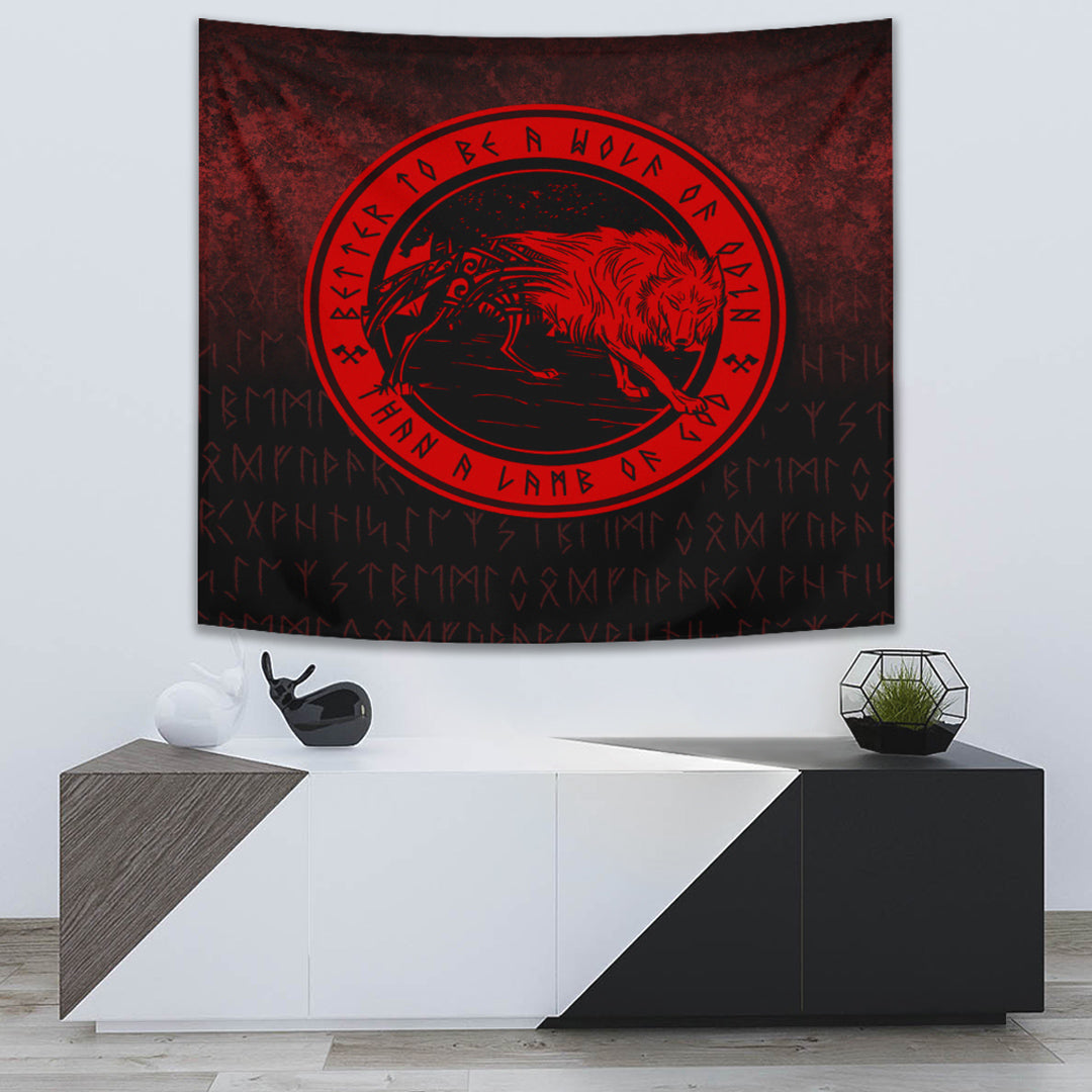 Wolf Of Odin Red Version Tapestry for Wall Décor