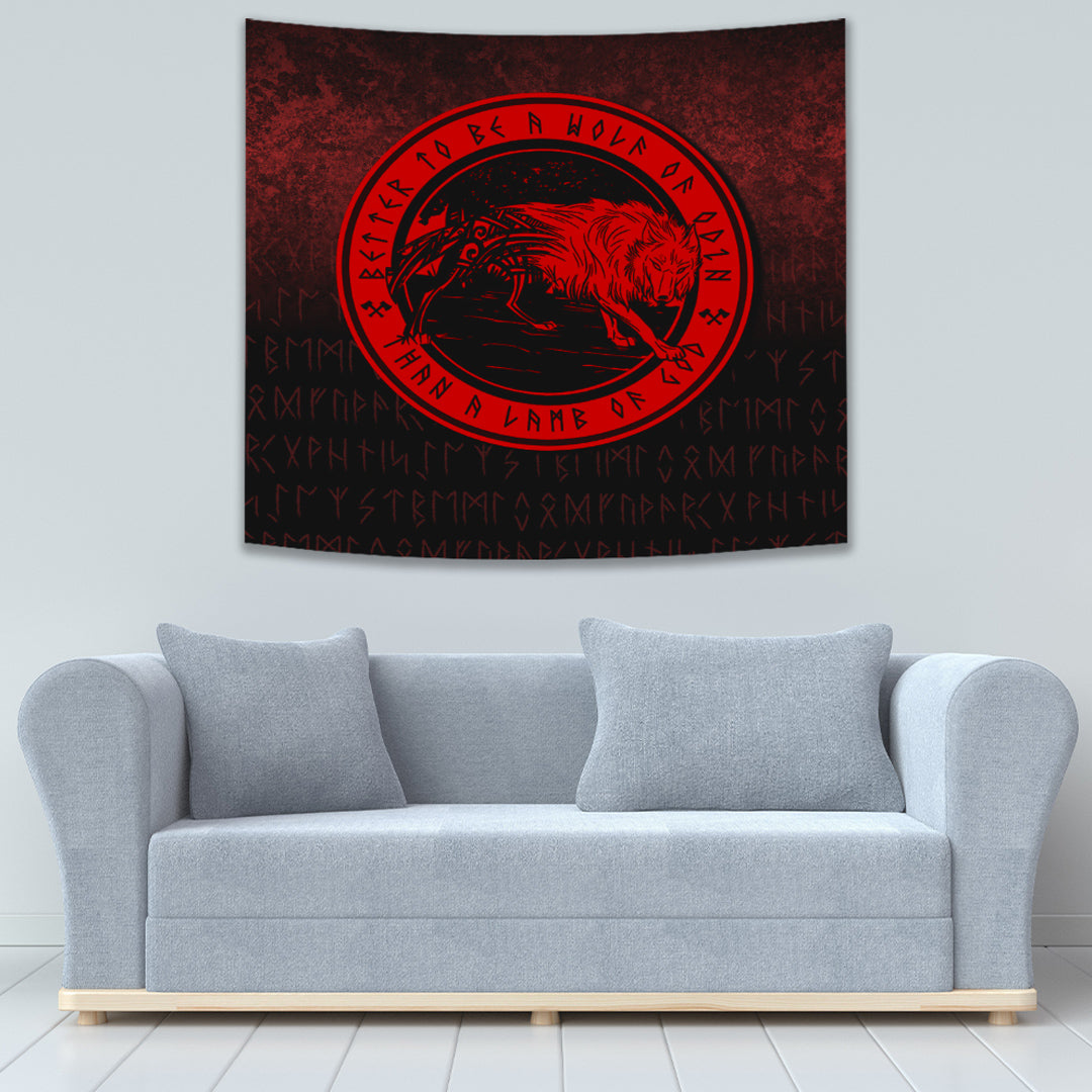 Wolf Of Odin Red Version Tapestry for Wall Décor