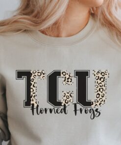 Womens TCU Football Sweatshirt, Cheetah TCU Shirt, Horned Frogs Sweatshirt, Trendy Football Shirt