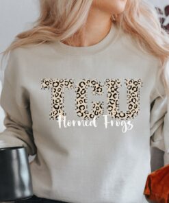 Womens TCU Sweatshirt, Leopard TCU Shirt, Horned Frogs Sweatshirt, TCU Football Shirt, University Football Fan Shirt, TCU Shirts Gift for Fans
